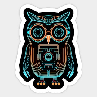 Retro Robot Owl Sticker